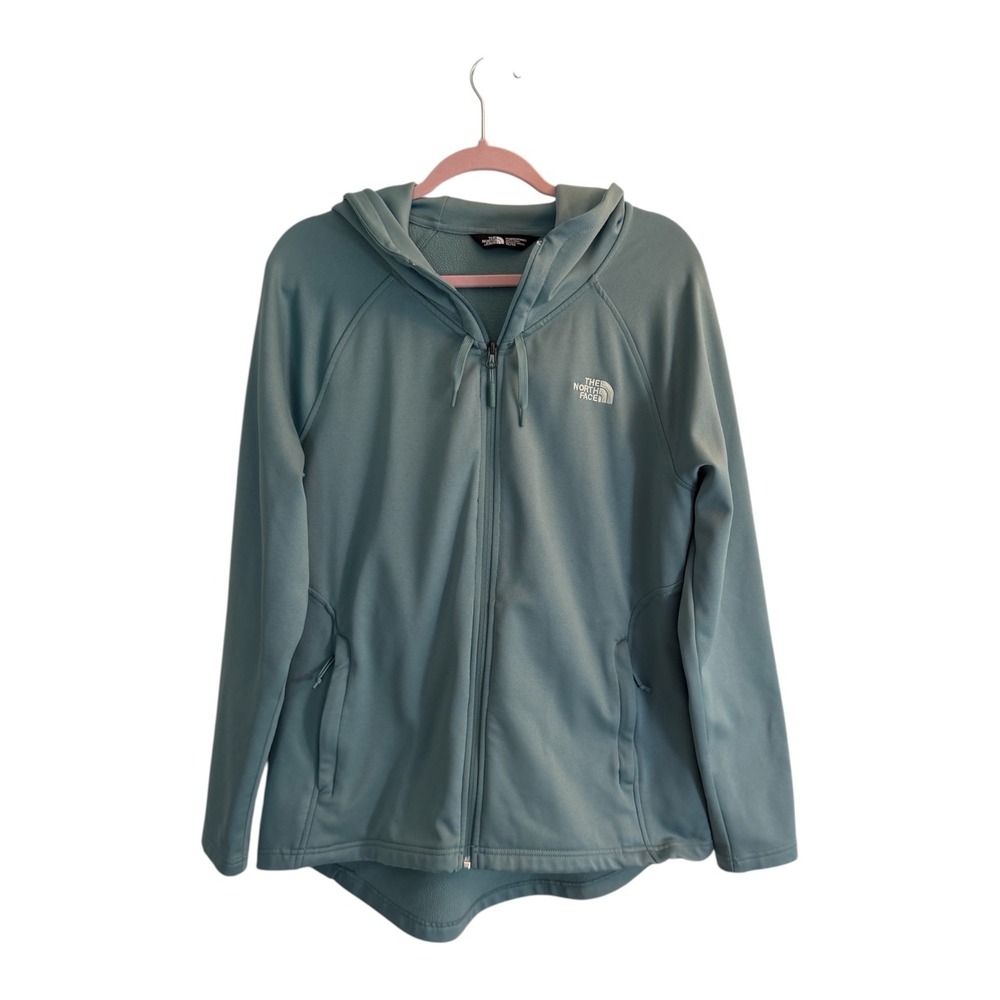 The North Face Full Zip Hoodie Porcelian Green XL Womens Active Fleece Jacket